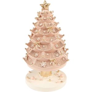 Muziekdoos Kerstboom 20 cm Roze Kunststof Kerstdecoratie Beeld Decoratief Figuur Decoratieve Accessoires