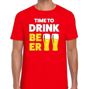 Time to drink Beer heren shirt rood - Heren feest t-shirts S