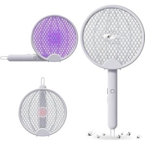 Opvouwbare elektrische vliegenmepper 3000 V met dicht 3-laags net - USB-oplaadbaar - voor thuis keuken binnen en buiten