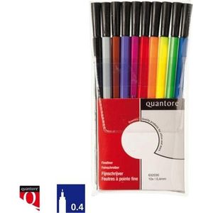 Fineliner Quantore rond 0.4mm assorti blister à 10 stuks