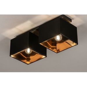 Lumidora Plafondlamp 74304 - 2 Lichts - E14 - Zwart - Goud - Metaal