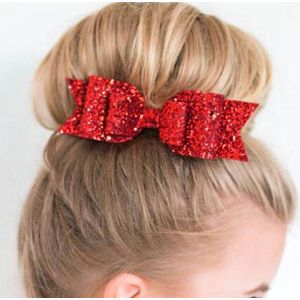 Glitter Haarclip - Grote Strik voor o.a. Kerst - Haarspeld Strikje - Mooie Haar Clip voor leukste haar stijl - Rood