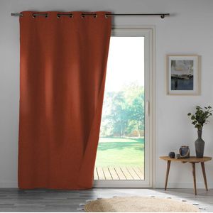 Wicotex - Gordijnen - Kant en klaar - Met ringen - Verduisterend - 140x260cm Kleur Oranje