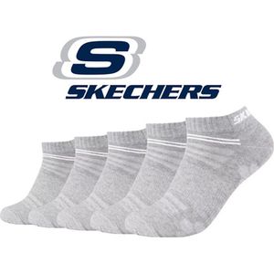 SKECHERS 5 PACK Sneakersokken Grijs 35/38 Naadloos in gekamde katoen en zonder druk op de rekker met 100% garantie om niet af te zakken