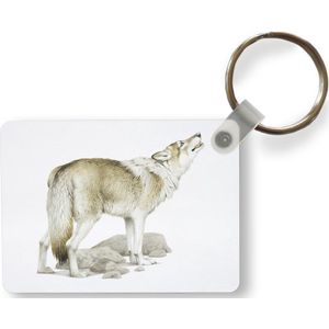 Sleutelhanger - Wolf - Stenen - Wit - Uitdeelcadeautjes - Plastic