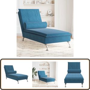 vidaXL Massage Chaise Longue - Fluweel - Blauw Massage Stoel - Chaise Longue - Relaxstoel - Blauwe Fauteuil - Fluweelsofa