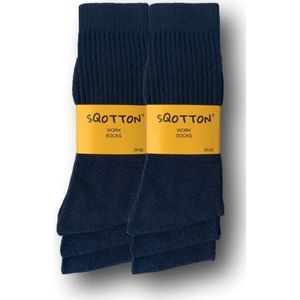 6 paar SQOTTON® Werksokken - Heavy - Marineblauw - Maat 39-42
