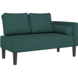 vidaXL - Chaise - longue - met - kussens - stof - donkergroen