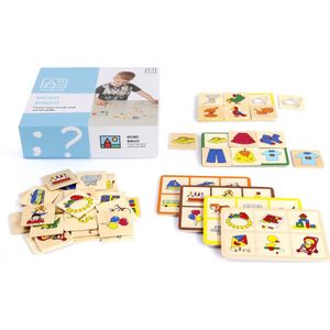 Toys for Life 'Woorden bingo' - Woorden leren - Educatief speelgoed - Sensorisch speelgoed - Spelend leren - Houten speelgoed - Educatief speelgoed 3 tot 7 jaar