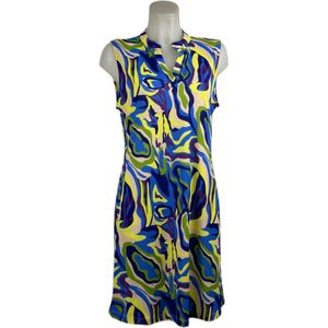 Angelle Milan – Travelkleding voor dames – Mouwloze Geel/Blauwe Jurk – Ademend – Kreukherstellend – Duurzame jurk - In 5 maten - Maat XXL