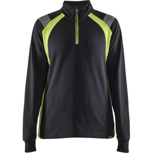 Blaklader Dames sweatshirt halve rits Visible 3403-1158 - Zwart/High Vis Geel - XL