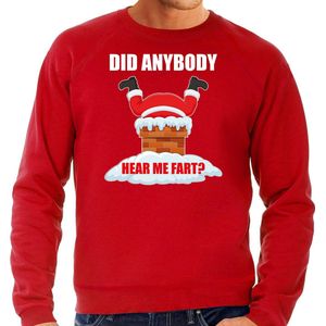Fun Kerstsweater / Kerst trui Did anybody hear my fart rood voor heren - Kerstkleding / Christmas outfit S