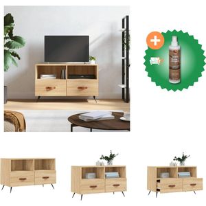 vidaXL Tv-meubel 80x36x50 cm bewerkt hout sonoma eiken - Kast - Inclusief Houtreiniger en verfrisser