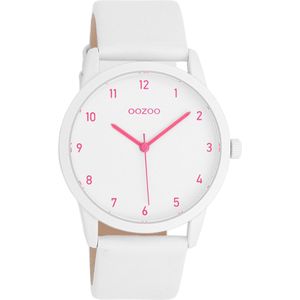 OOZOO Timepieces - Witte horloge met witte leren band - C11057