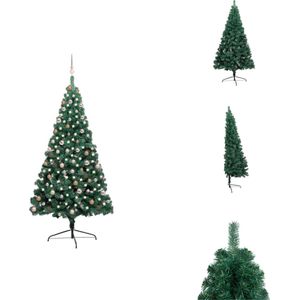 vidaXL Kunstkerstboom Halfrond Groen 120x60 cm - LED-verlichting - USB-aansluiting - Decoratieve kerstboom