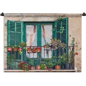 Wandkleed - Wanddoek - Palermo - Balkon - Planten - 180x135 cm - Wandtapijt