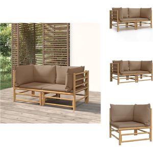 vidaXL Tuinhoekbank - Tuinhoekbanken - Hoekbank - Tuinbank - Tuinhoekbanken 2 st met kussens bamboe taupe