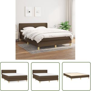 The Living Store Boxspring met matras stof donkerbruin 140x200 cm - Boxspringbed - Donkere Bruine Boxspring - Boxspring Frame - Pocketed Spring Mattress - Adjustable Headboard