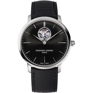 Frédérique Constant Slimline Heart Beat FC-312B4S6 Horloge - Leer - Zwart - Ø 40 mm