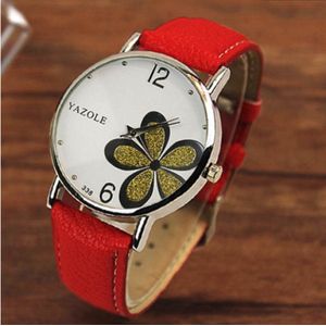 Hidzo Horloge Yazole Bloem Ø 37 - Rood/Wit/Goud