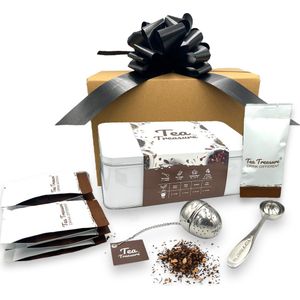Tea Treasure Proefpakket - Smaken Losse thee - Verse thee - Theefilter - Theeblik - Moederdag - Maatschep thee - Theegeschenk - Cadeaupakket - Thee proeverij - Theebeleving - Adventskalender - Natuurlijke aroma - Biologisch