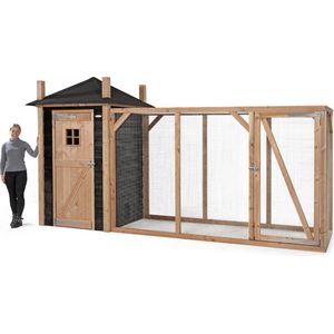 Wood Selections Kippenhok Mees XL - Kippenren - Nachthok Kippen voor buiten - kippenhok met buitenverblijf - Dierenverblijf