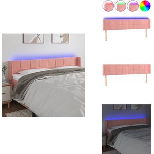 vidaXL Hoofdbord - Hoofdborden - Hoofdeinde - Houten Hoofdbord - Hoofdbord LED 203x16x78/88 cm fluweel roze