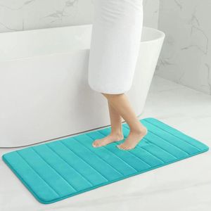 Traagschuim badkamerbadmat, absorberende antislipbadmat, wasbare badmat, 60 x 120 cm, pauwgroen