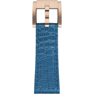 Marc Coblen / TW Steel Horlogeband Blauw Leer Alligator met Roségouden Gesp 22mm