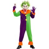 Widmann - Joker Kostuum - Evil Joker Jose - Jongen - Groen, Paars - Maat 128 - Halloween - Verkleedkleding