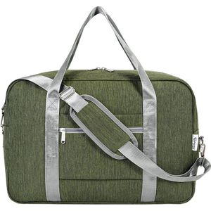 handbagage 45 x 36 x 20 opvouwbare reistas voor onder de stoel, draag- en handtas voor overnachten voor dames en heren, legergroen, 25L