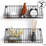 Gadgy Wandrek Industrieel - Metaal - Zwart - Set van 2 - Wandplank Zwevend - Boekenrek - 45x12x15 cm