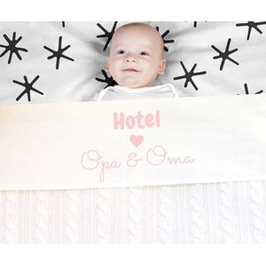 Ledikantlaken Baby | Hotel Opa & Oma roze | Laken Meyco wit | katoen | wit | 100 x 150 cm | Cadeau voor opa en oma