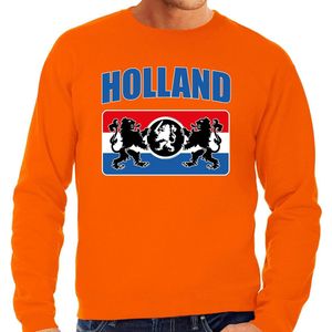Grote maten oranje fan sweater voor heren - Holland met een Nederlands wapen - Nederland supporter - EK/ WK trui / outfit XXXL