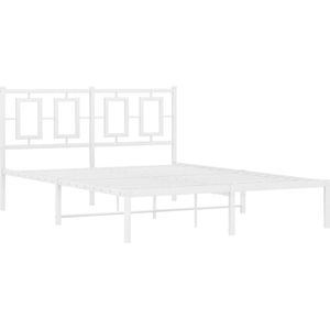 vidaXL - Bedframe - met - hoofdbord - metaal - wit - 140x190 - cm