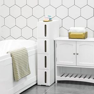 Nisrek - smalle trolley met 4 lades - badkamerrek - Keukenkast - 45,5x17x84cm