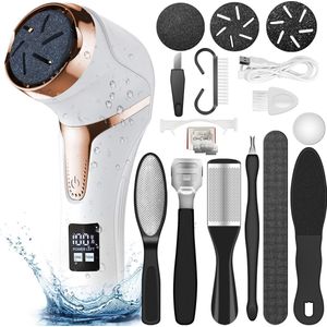 Elektrische Eeltverwijderaar - Elektrische Voetvijl - Professionele Eelt verwijderaar - 18 delige pedicure set - Met LED verichting - IPX7 waterdicht - USB Oplaadbare - 2 niveaus van instelbare snelheid -Eeltverwijderaars voeten - Eeltschraper