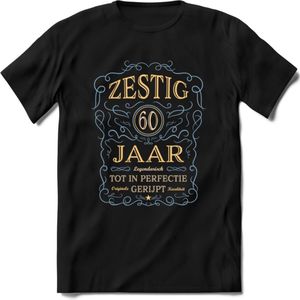 60 Jaar Legendarisch Gerijpt T-Shirt | Sky Blue - Ivoor | Grappig Verjaardag en Feest Cadeau Shirt | Dames - Heren - Unisex | Tshirt Kleding Kado | - Zwart - L