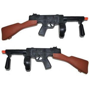 2x stuks verkleed speelgoed wapens gangsters machinepistool zwart 50 cm - Tommygun geweer - Boef/Al Capone