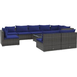 vidaXL-10-delige-Loungeset-met-kussens-poly-rattan-grijs