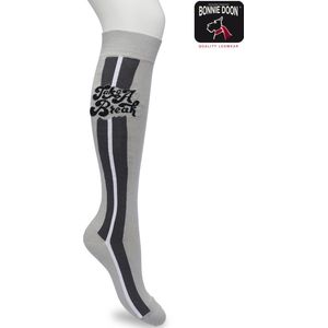 Bonnie Doon Dames Kniekousen Licht Grijs maat 36/42 - Knie Kousen - Streep - Bies - Print - Uitstekend draagcomfort - Take A Break Knee Sock - Kniesokken - Zakt niet af - OEKO-TEX - Lichtgrijs - Light Grey - BP221703