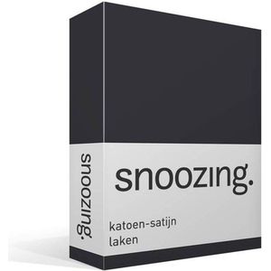 Snoozing - Katoen-satijn - Laken - Lits-jumeaux - 240x260 cm - Antraciet