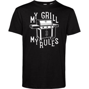 T-shirt My Grill My Rules | Vaderdag cadeau | Vaderdag cadeau met tekst | Bbq schort mannen | Zwart | maat XL