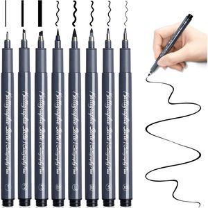 Set van 8 Kalligrafiestiften voor Handlettering en Bullet Journal - Multifunctionele Kalligrafiepennen voor Beginners