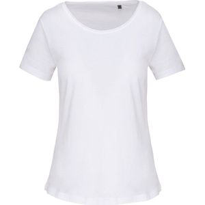 T-shirt Dames XL Kariban Kraag met onafgewerkte rand Korte mouw White 100% Katoen