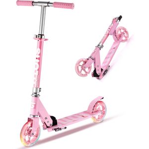 Suotu Kinderstep - 145mm wielen - Stuntstep - 3 tot 12 Jaar - tot 50kg - Step met Lichtgevende Wielen - Step voor Jongens/Meisjes - Roze