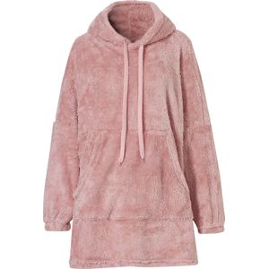 Dames Huggle Fleece Hoodie Loungewear Incl Capuchon Roze - One Size