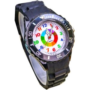 Regenboog Horloge – Horloge Jongens – Horloge Meisjes – Siliconen Bandje – Zwart
