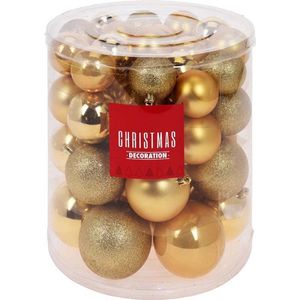 Oneiro’s luxe Kerstballenset - 44 stuks plastic - goud - kerst – kerstboomversiering - feestdagen - winter - verlichting - binnen - buiten – sfeer