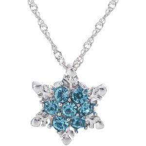 Kerst Winter Ketting - Sneeuwvlok - Blauw Kristal - Subtiel Minimalistisch - Miresa